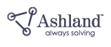Logo of Ashland featuring three connected circles forming a triangular shape, followed by the text 