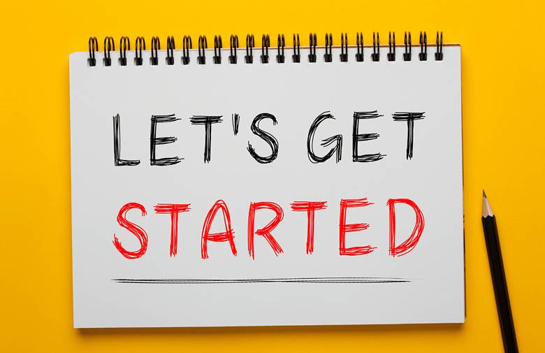 Ein Notizbuch mit den Worten 