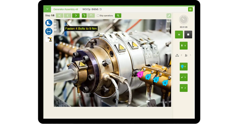 Close-up image of a mechanical assembly with metal components, wires, and bolts. A highlighted text box in the upper-left corner reads 