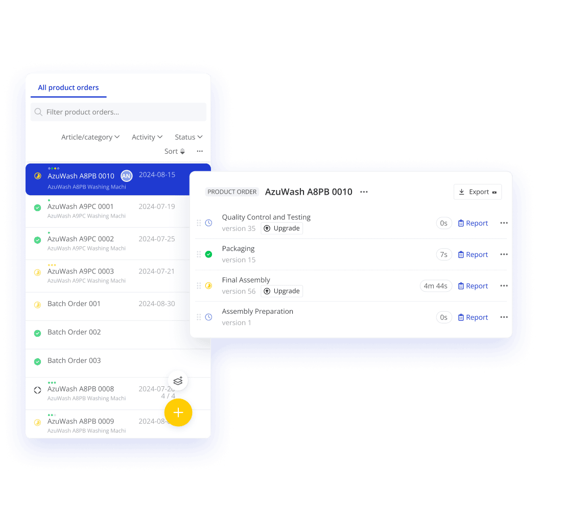Image of dashboard for managing contextual Instructions for Product Orders
