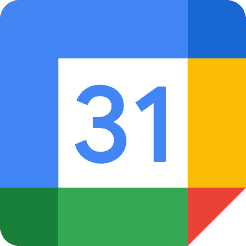 Google Calendar logo. The logo is a square divided into four colored areas: blue at the top left, green at the bottom left, yellow at the top right, and red at the bottom right. A white square in the center has the number 31 in blue.