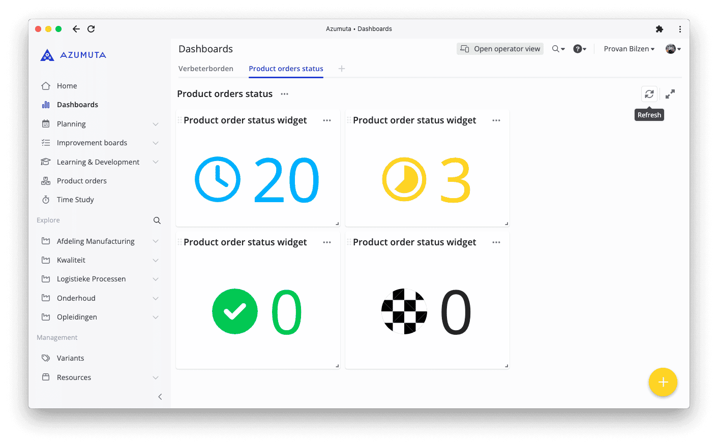 A computer screen displays a software interface from the Azumuta platform titled "5S audit checklist." The checklist includes various audit criteria such as safety and organization, with options to mark compliance status. A sidebar on the left shows navigation options.