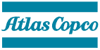 Logo of Atlas Copco, featuring the company's name in a bold, cursive font. The design includes two horizontal blue stripes above and below the name, set against a white background, symbolizing their precision in torque tools.