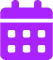 A purple calendar icon with a rectangular shape and two tabs on top, representing the month. The icon has a grid layout with six squares in each row and four rows, symbolizing days of the month.