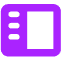 A solid purple background with a minimalist design. It features two small vertical rectangles on the left and one larger vertical rectangle on the right, arranged in a simplistic manner.