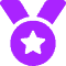 A purple icon of a medal with a star in the center hanging from a ribbon.
