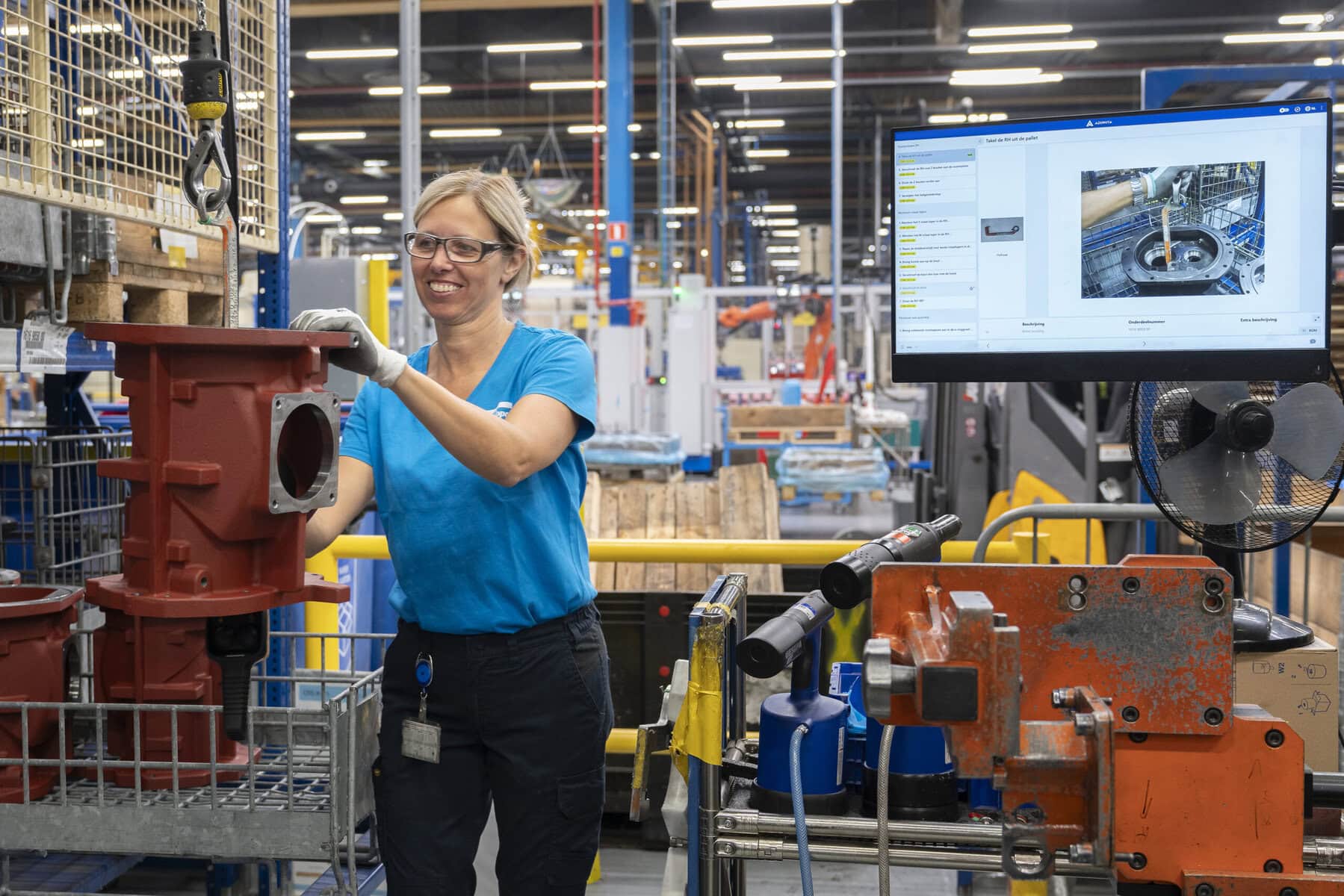 Atlas Copco workforce using Azumuta Digital Work Instructions on the shop floor