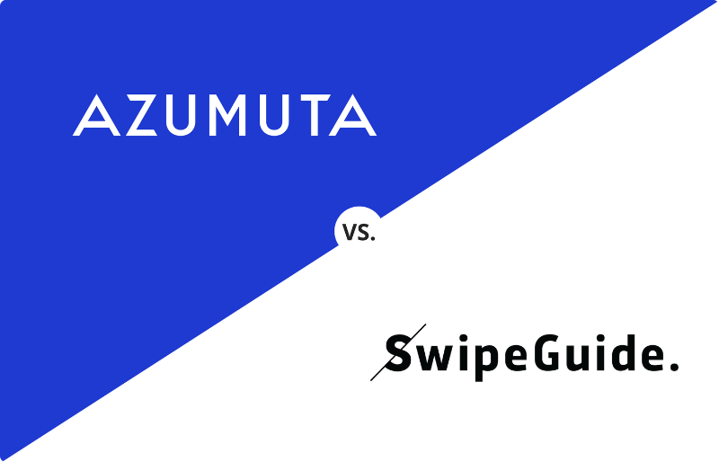 Azumuta vs. SwipeGuide comparison banner, highlighting key differences between two platforms for digital work instructions and operational efficiency in manufacturing.