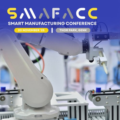 Azumuta participating at SMAFACC 2025 in Genk, showcasing smart manufacturing solutions.