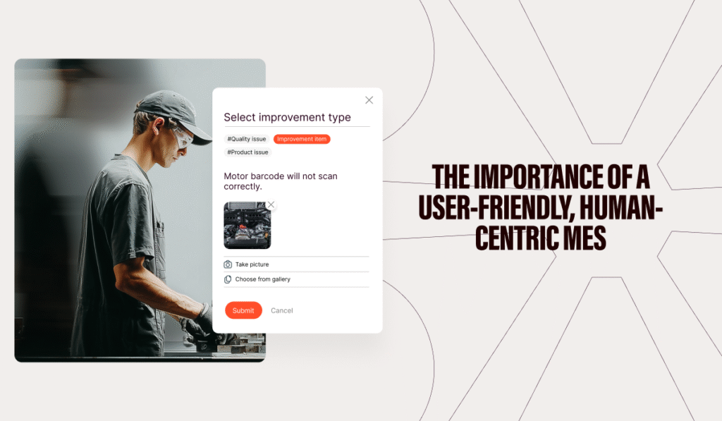 A factory worker assembling something, while a screenshot of azumuta is visible